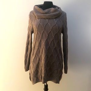 Sweater dress with cowl neck